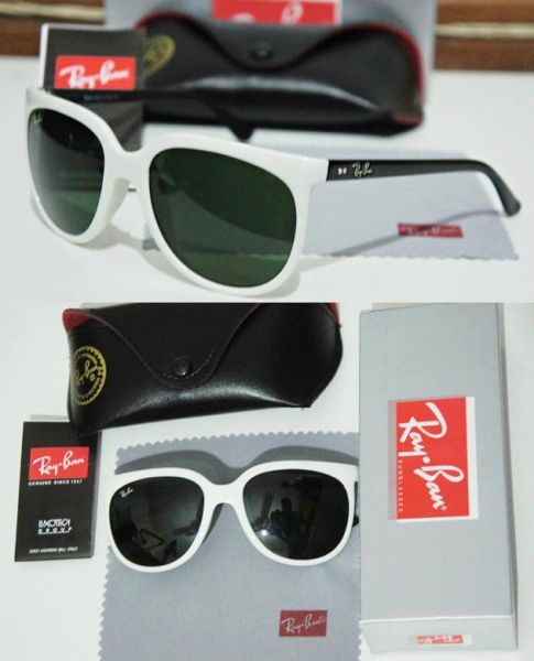 Ray Ban 4126 branco c/ hastes pretas (armação de acetato leg